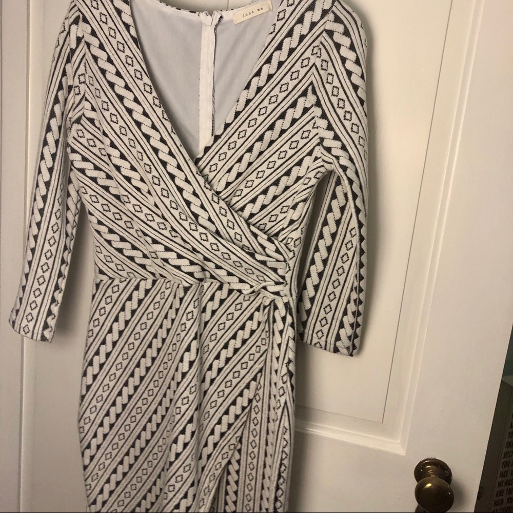 JUST ME Long Sleeved Patterned Dress